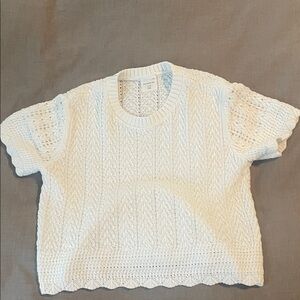 abercrombie kids White Cable Knit Short-Sleeve Sweater size 11/12